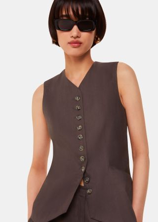 Dark Grey Mila Linen Blend Waistcoat