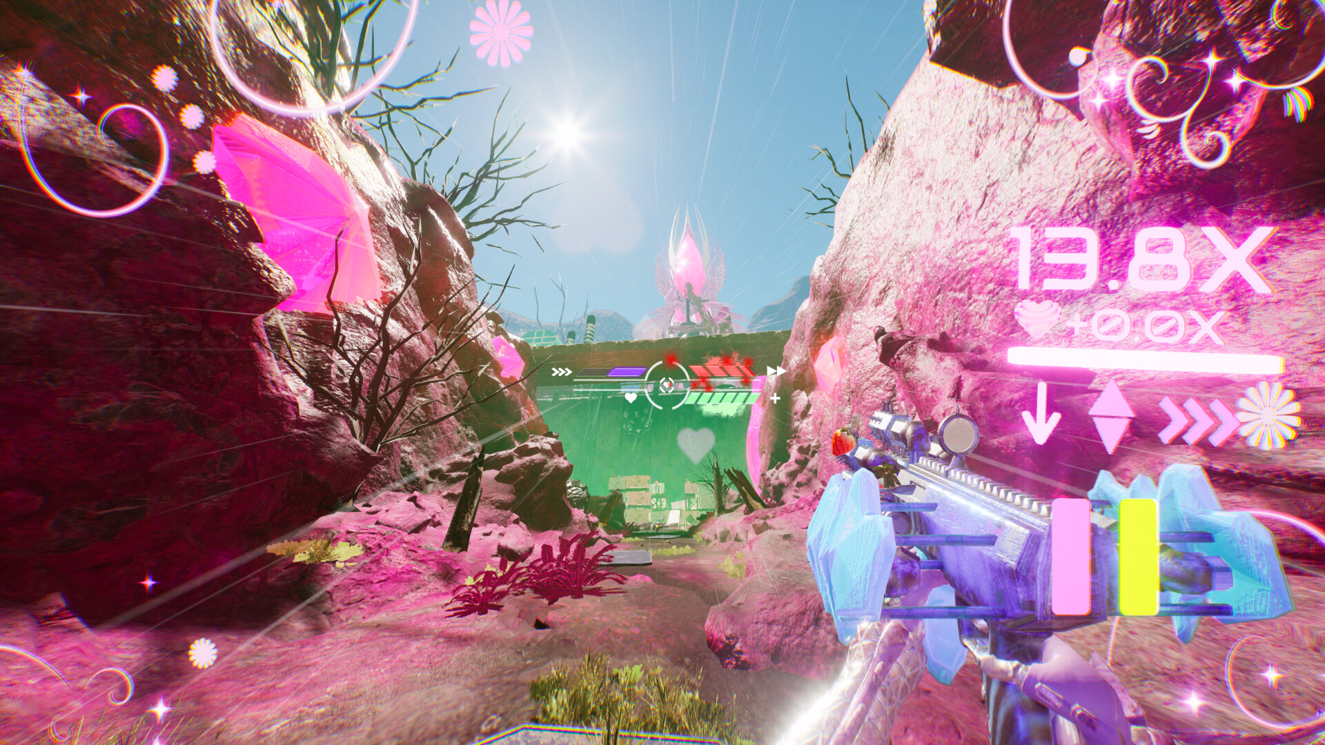 Don&#039;t stop girlypop showing a loaded gun on a pink planet