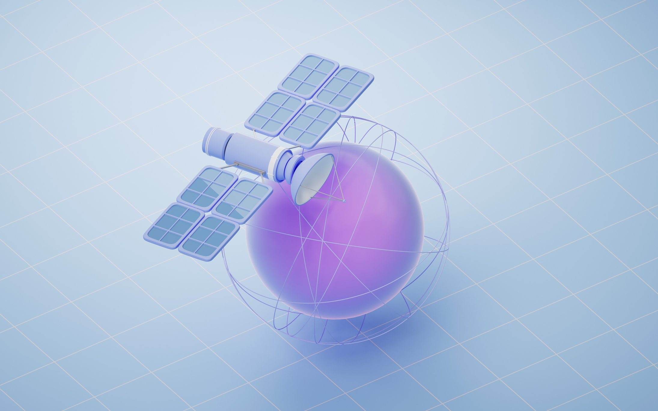 planet sphere with satellite orbiting representing the space economy and AI