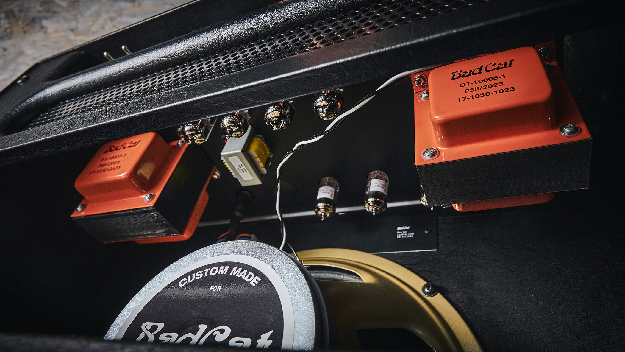 Bad Cat Mod Shop Black Cat Combo: the new boutique tube amp is photographed in closeup