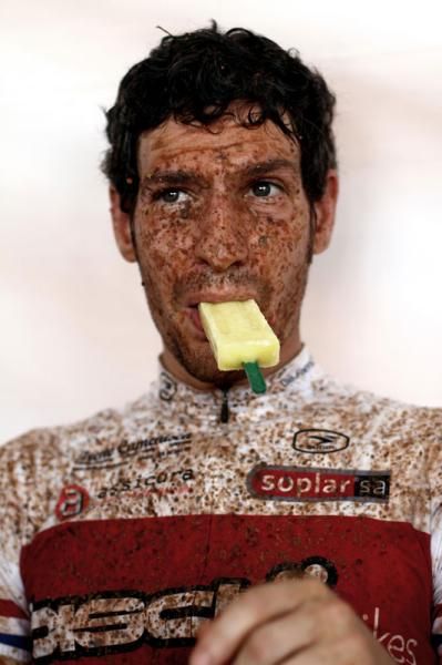 Christof Bischof recovers after the fourth stage.