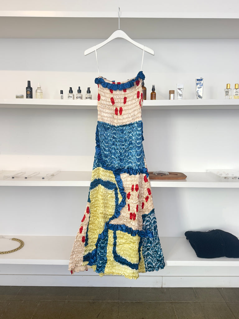 Deconstructed Tie Dye Gathered Tube Dress