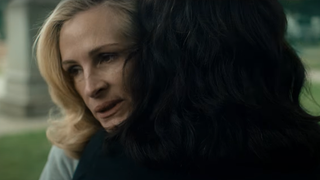 Julia Roberts hugging Ayo Edebiri in After the Hunt