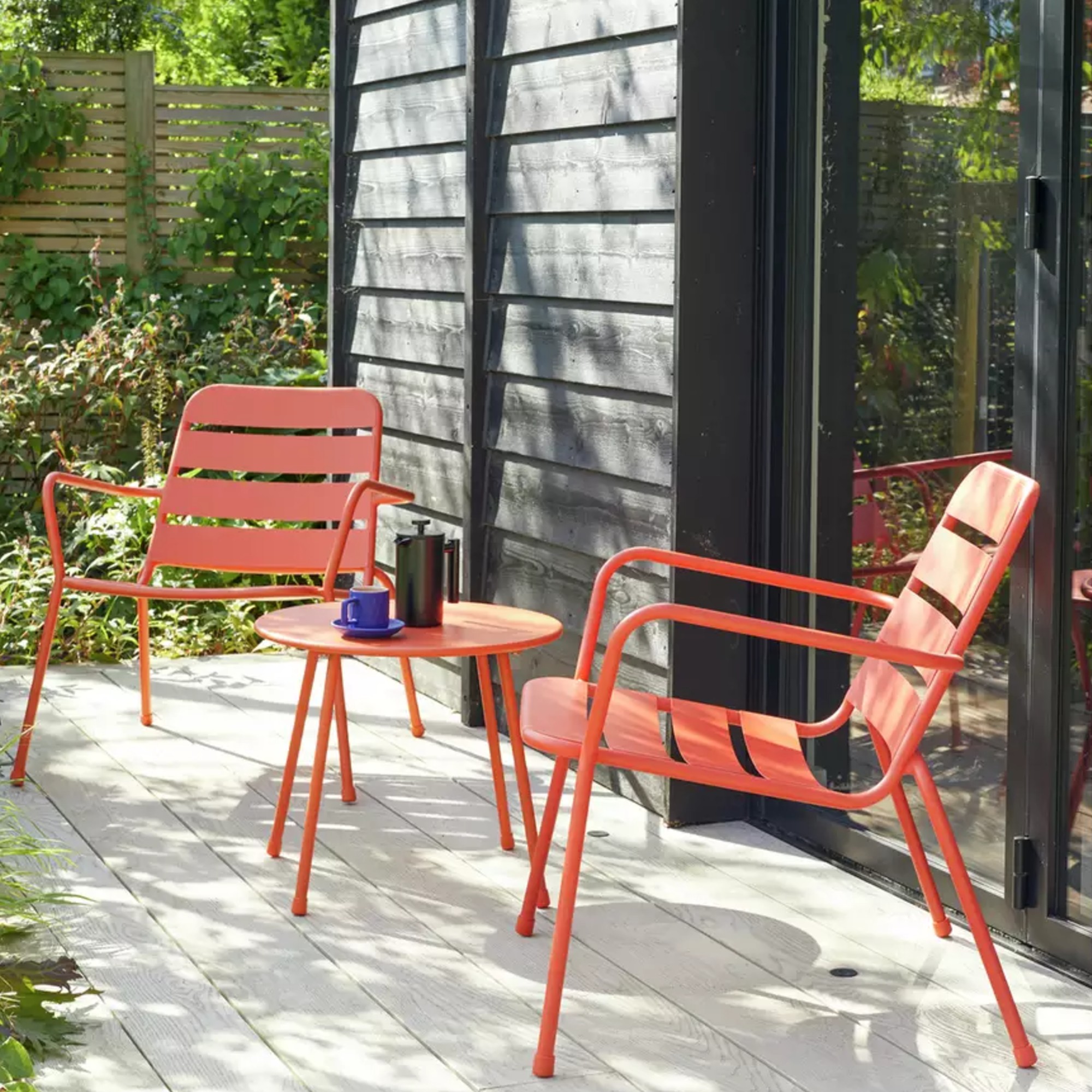Habitat Annika 2 Seater Metal Garden Bistro Set on a patio