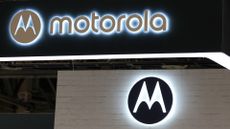 Motorola logo pictured at CES 2024 at The Venetian Convention & Expo Center on January 9, 2024 in Las Vegas, Nevada