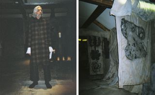Walls covered with cloths at a fashion show