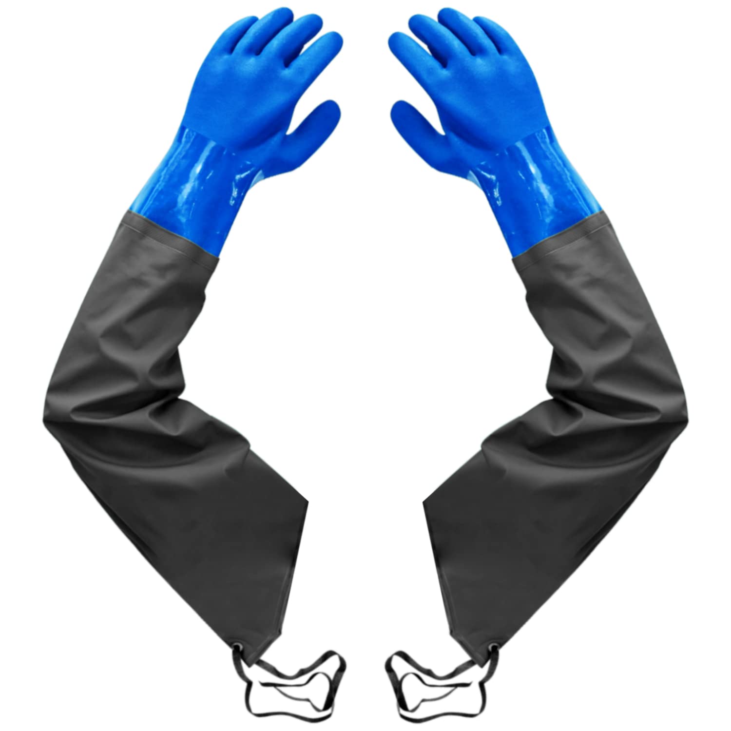 Long Rubber Gloves, Elbow Length Drain Gloves, Heavy Duty Pond Gloves, Chemical Protective Gloves for Resist Strong Acid, Alkali and Oil