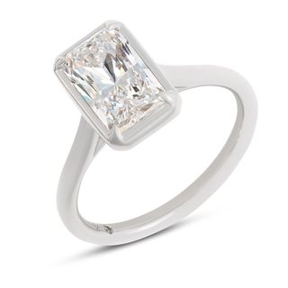 Anel de noivado de diamante Bella Ponte Radiant Solitaire, platina