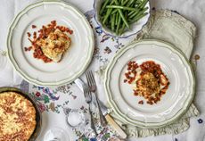 Aerial shot of cod and chorizo 