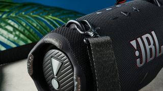 close up photograph of a big outdoor bluetooth speaker by JBL Xtreme 4