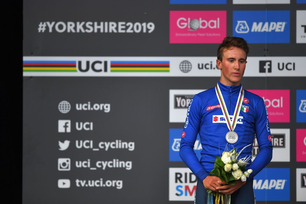 Alessio Martinelli on the podium