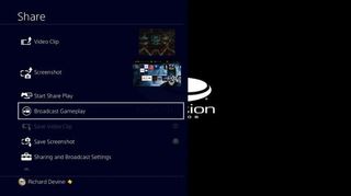 PlayStation broadcast settings
