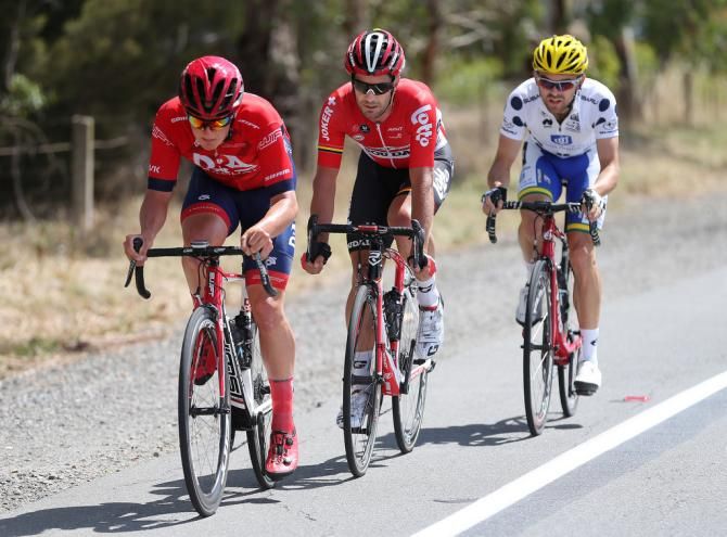 Jordan Kerby (Drapac), Greg Henderson (Lotto-Soudal) and Jack Bobridge (UniSA)