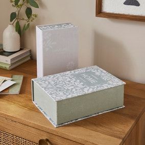 Set of 2 Floral Fabric Storage Book Boxes