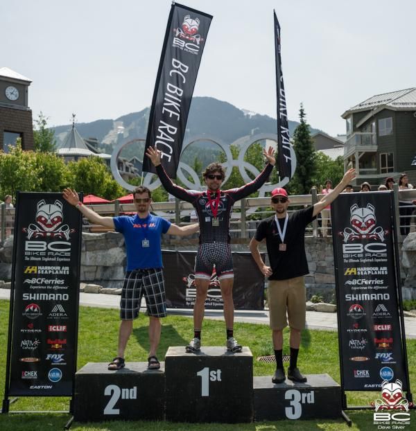 6. Final Stage Men&rsquo;s Podium. Chris Sheppard (Rocky Mountain) in first, Cory Wallace (Kona) 2nd and Neil Kindree (Specialized/EMD Serono) in 3rd.