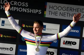 Mathieu van der Poel with the rainbow jersey at the 2023 Cyclocross World Championships