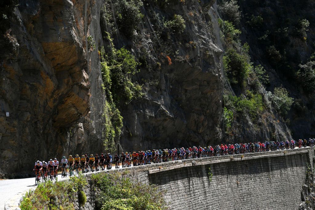 NICE FRANCE AUGUST 30 Peloton Landscape during the 107th Tour de France 2020 Stage 2 a 186km stage from Nice Haut Pays to Nice TDF2020 LeTour on August 30 2020 in Nice France Photo by Tim de WaeleGetty Images