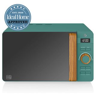 Swan Nordic Digital Microwave in Green Ideal Home approved logo