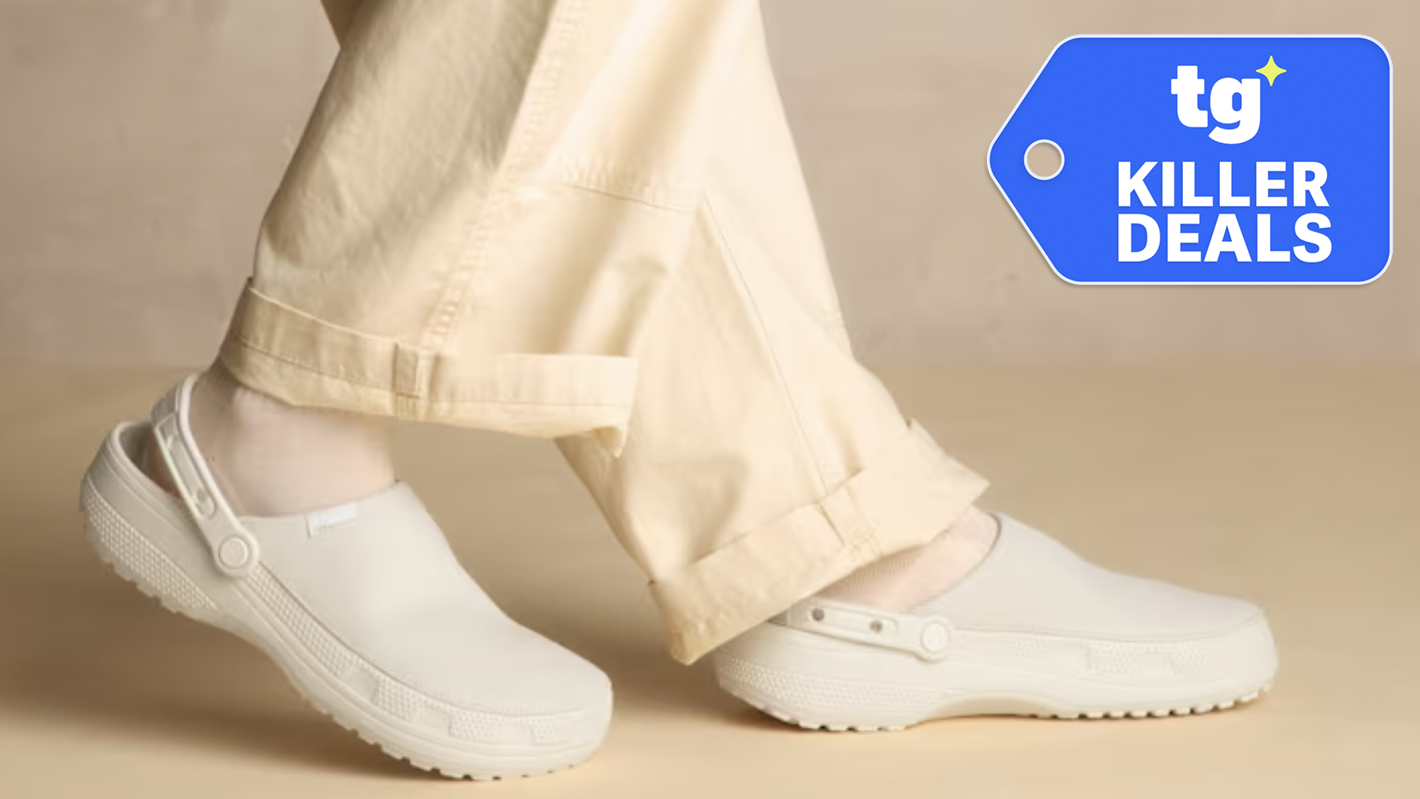 Crocs Crafted clog lifestyle image with Tom's Guide Killer Deals badge