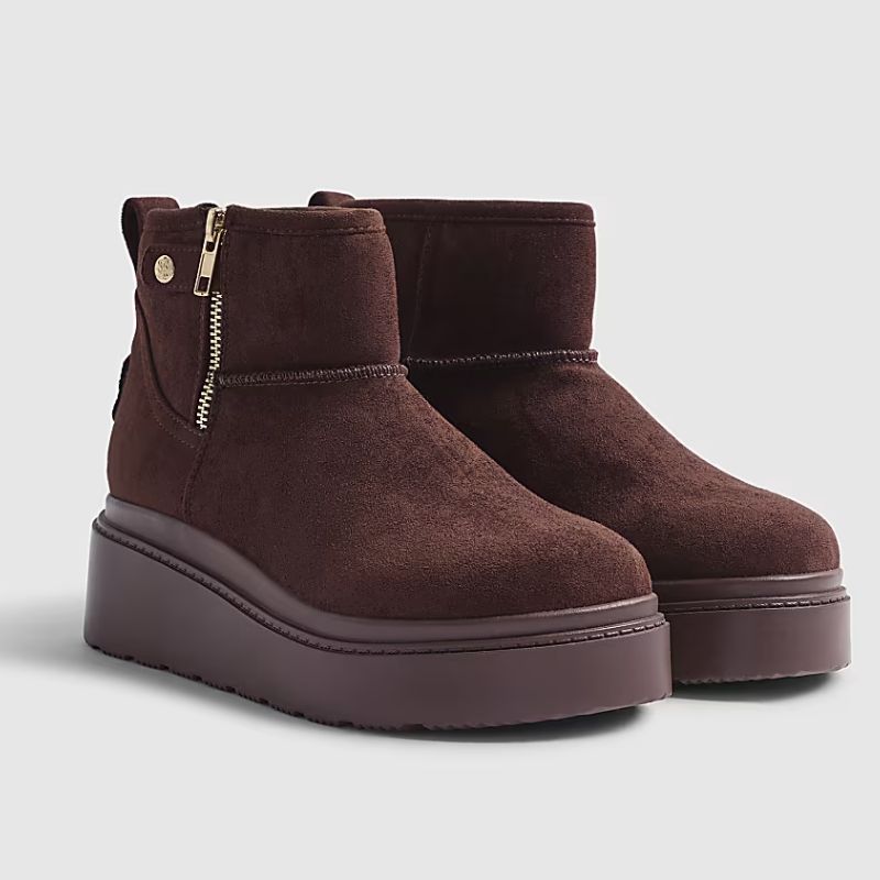 brown river island wedge sole ugg boots lookalike
