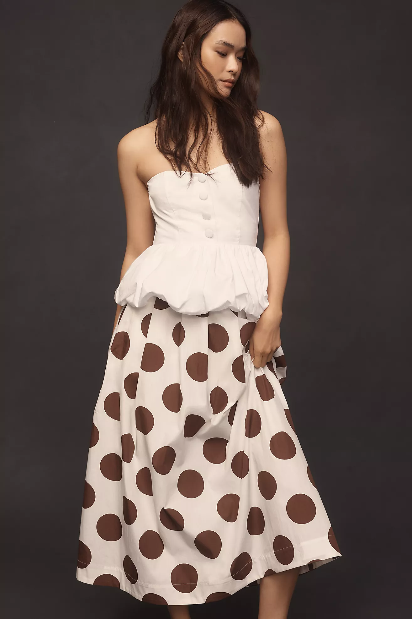 Maeve Cotton Poplin Pleated Midi Skirt