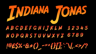 Orange and yellow text displaying the font Indiana Jonas on a black background.