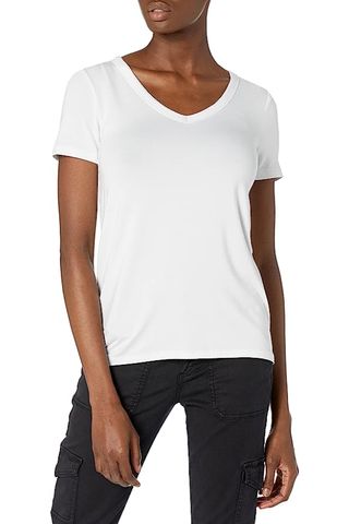 Amazon Essentials Women's Jersey Standard-Fit Short-Sleeve V-Neck T-Shirt