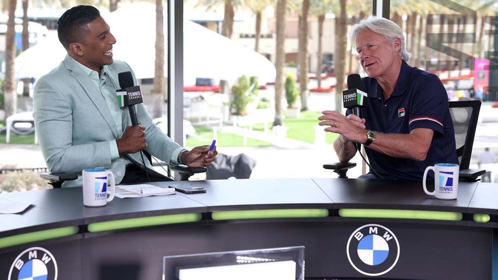 Tennis Channel host Prakash Amritraj interviews Bjorn Borg