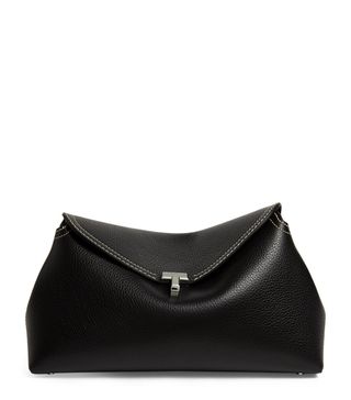 Womens Toteme Black Leather T-Lock Clutch Bag | Harrods Uk