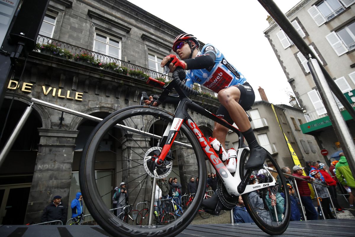 Casper Pedersen in the polka dot jersey