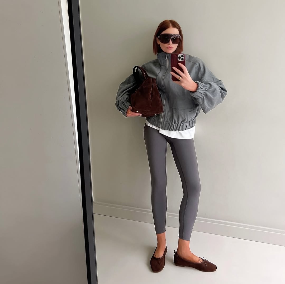 woman wearing winter legging outfit 2025