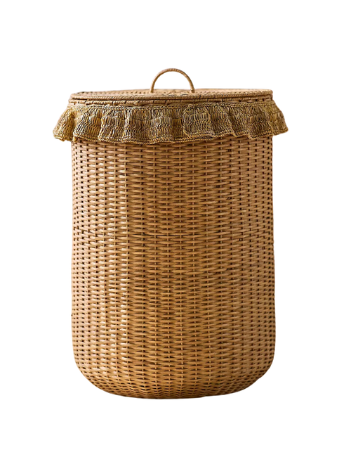 Estelle Ruffle Rattan Hamper