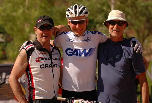Urs Huber with his support crew.
