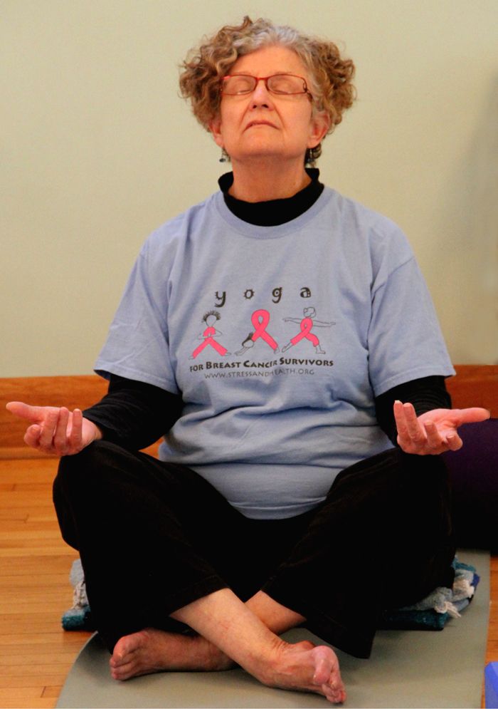 Sue Cavanaugh practices Yoga, breast cancer survivor