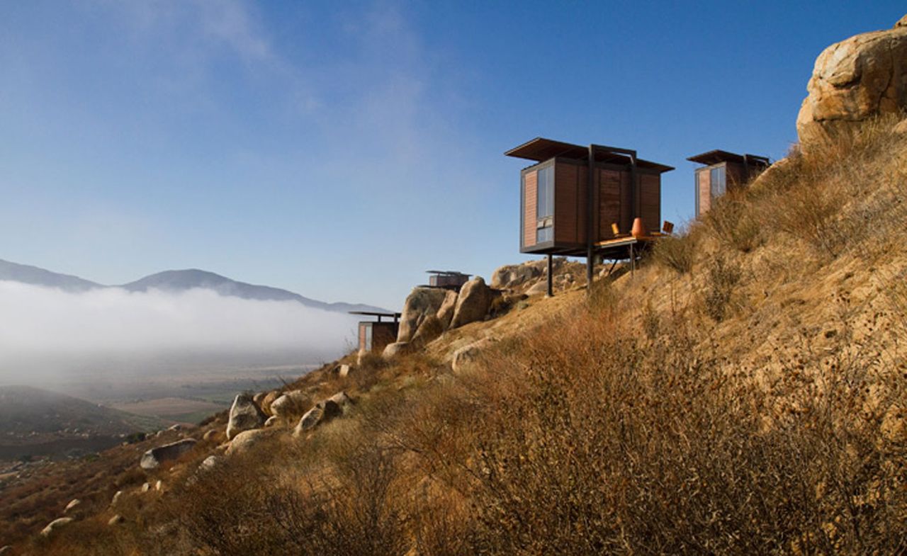 Room cabins on a hill