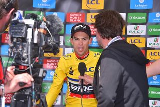 Richie Porte (BMC) enjoys his moment in yellow