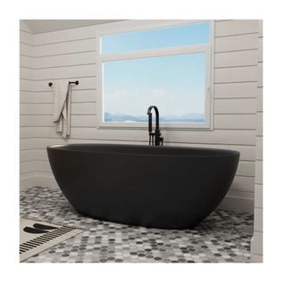 black modern freestanding bathtub