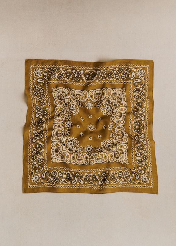 Gaston Scarf - Olive Green Bandana Print - Organic Cotton - Textile Made From Organic Fibers - S&eacute;zane