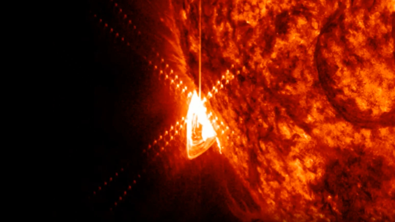 Powerful solar flare erupts from hidden sunspot sparking widespread radio blackouts (video)