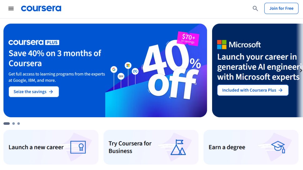 Coursera website screenshot (March 2026).