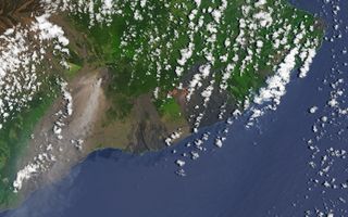 Kilauea volcano erupting from space