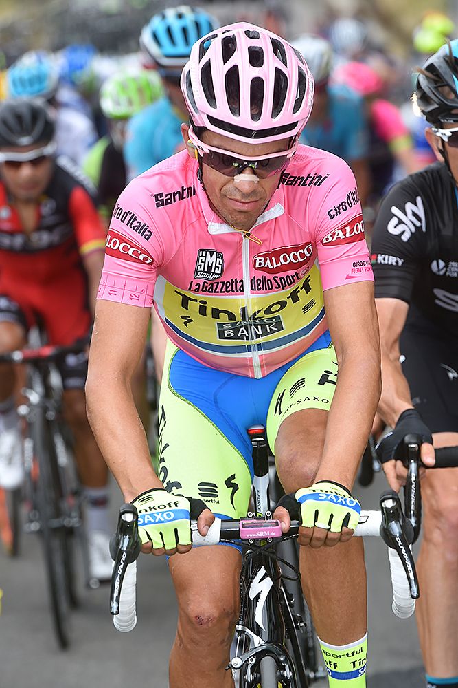 Alberto Contador (Tinkoff-Saxo) in the pink jersey during stage 9