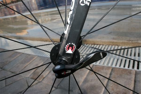 Even the dropouts are carbon. Note the smooth shape of the folk.