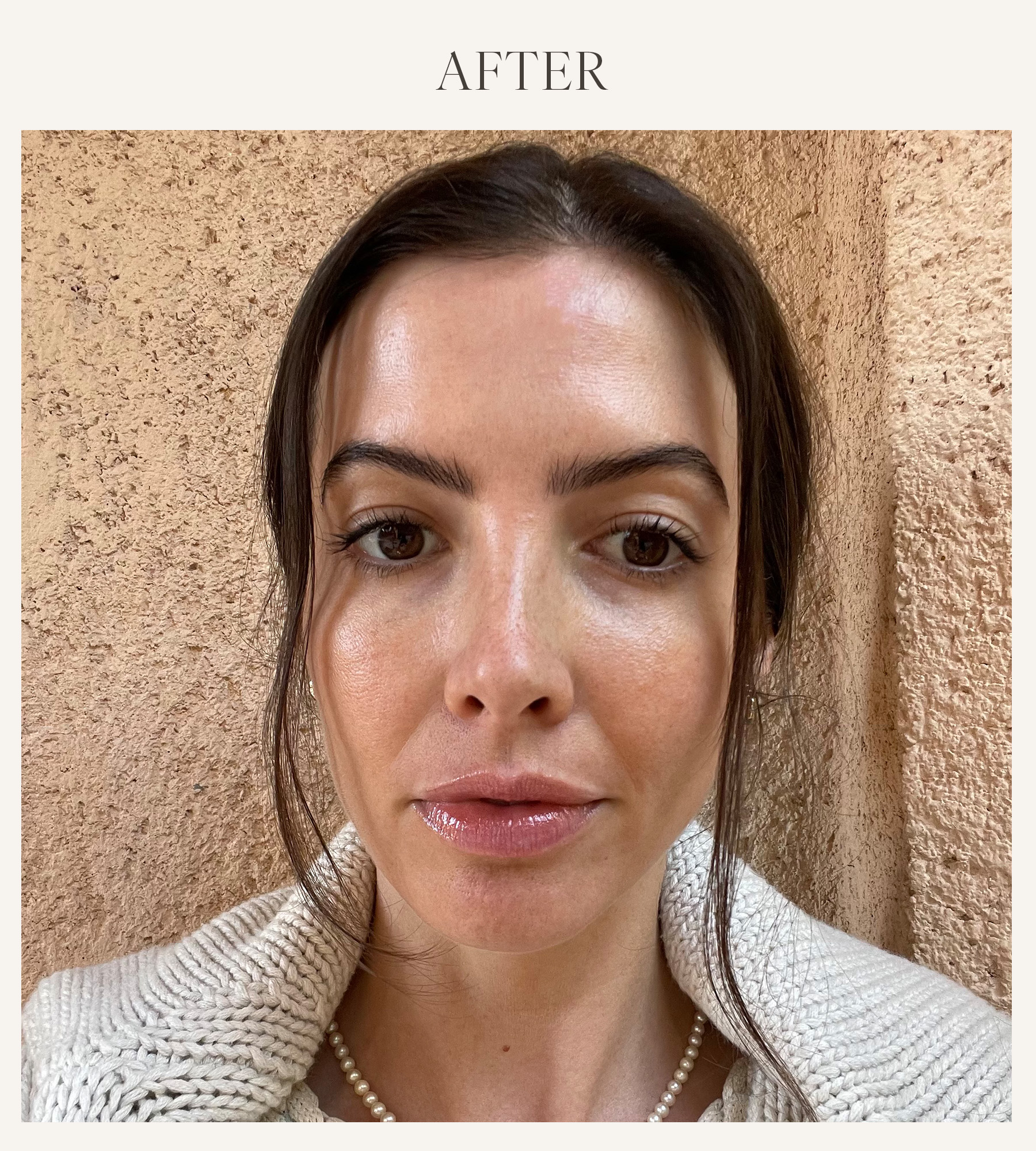After photo of Kat Collings testing the Lawless lip plumper 