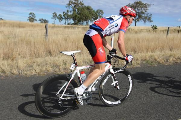 Pat Shaw makes an attack early on in the day to set the pace for Stage 2 of Tour of Toowoomba.