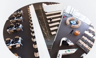 Birdseye view of a study library