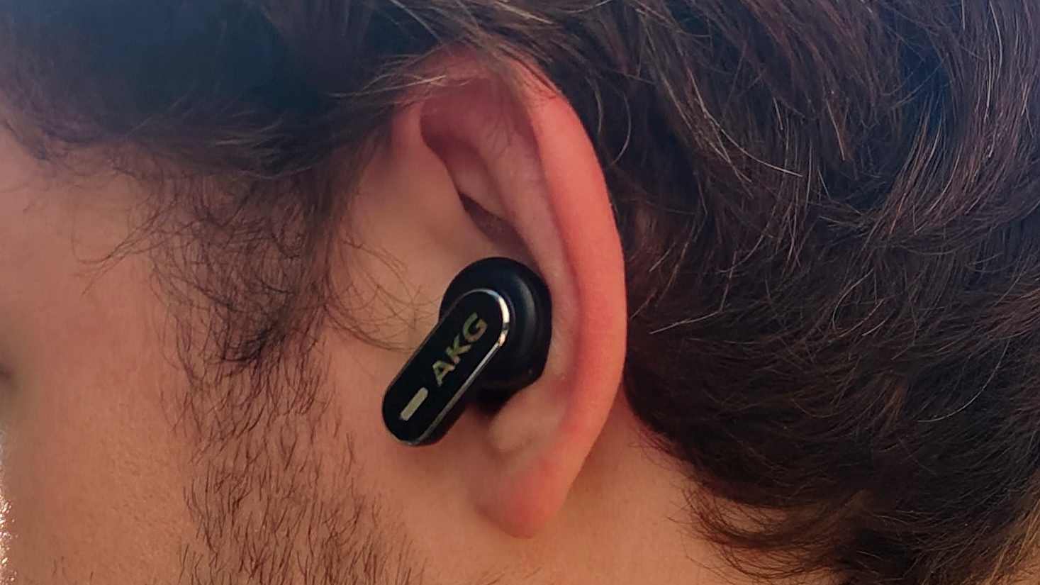 The AKG N5 in a man's ear.