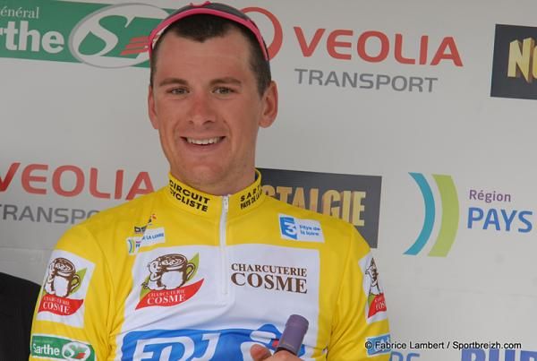 Race leader Anthony Roux (FDJ) on the podium