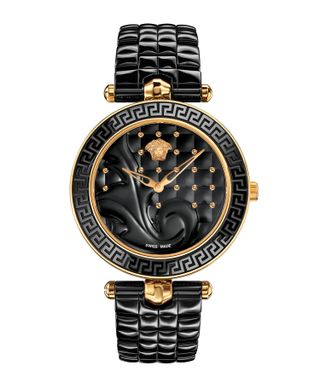 Versace Vanitas, Gold plated ceramic and leather watch £1460