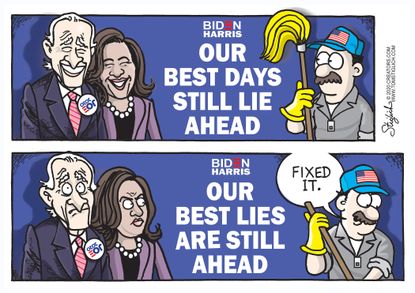 Political Cartoon U.S. Biden Harris 2020 lies